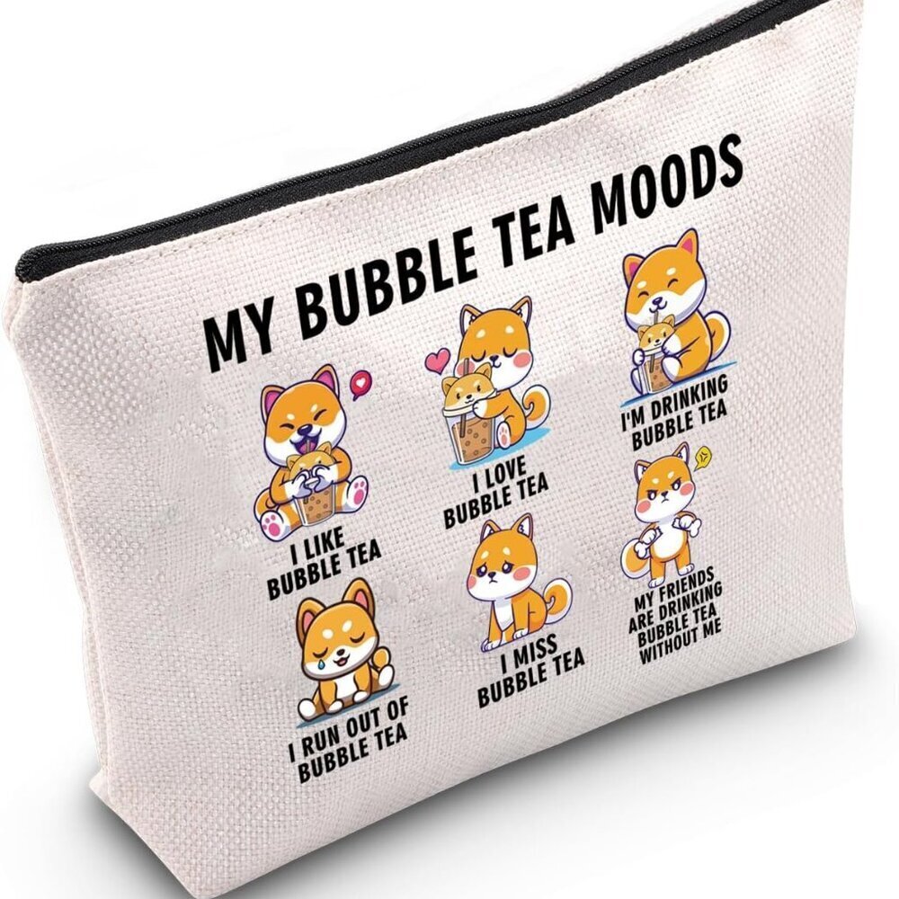 Bubble Tea Shiba Inu Lover Gift My Bubble Tea Moods Makeup Bag Shiba Inu Mom Tra